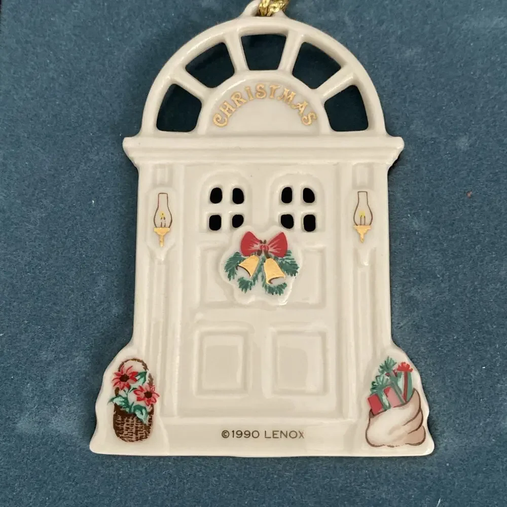 Vintage Lenox Christmas Ornament Lot Of 4 Santa Door‎ Noel Silent Night In Boxes